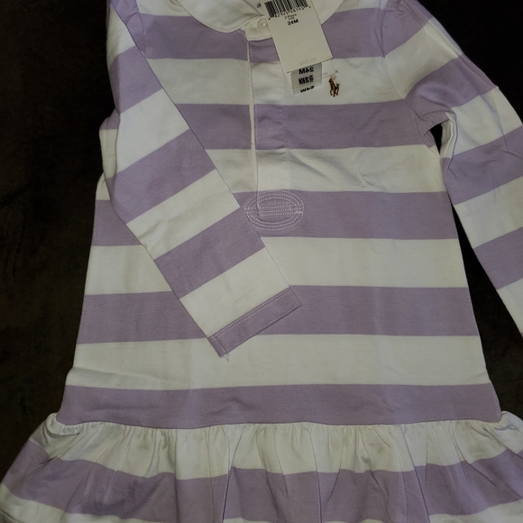 Polo by Ralph Lauren Purple and White Striped Diaper Cover Set - Picture 3 of 6